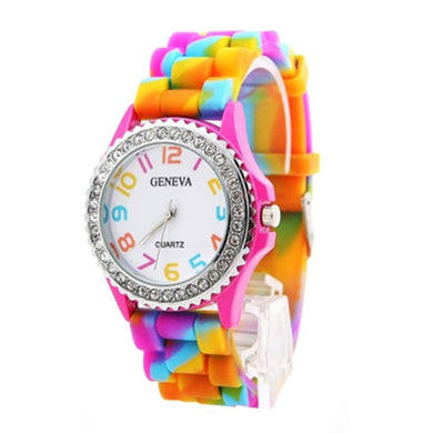 Women Wrist Watch Geneva Rainbow Crystal Rhinestone Watch